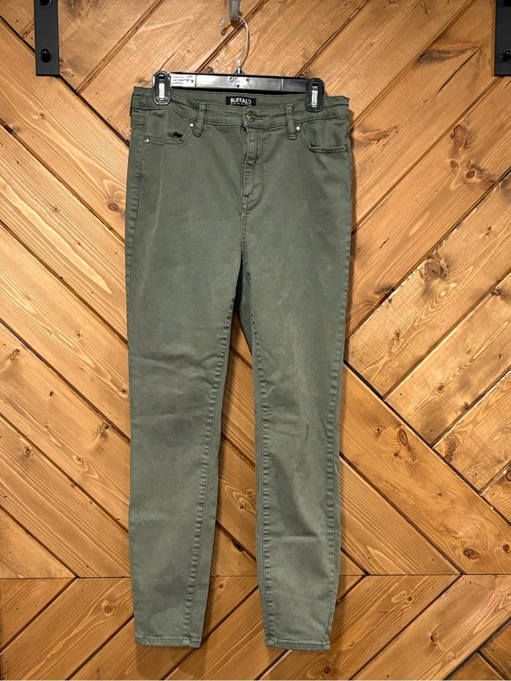 Buffalo David Bitton Olive Utility Skinny Jeans High Rise Stretch Size 8